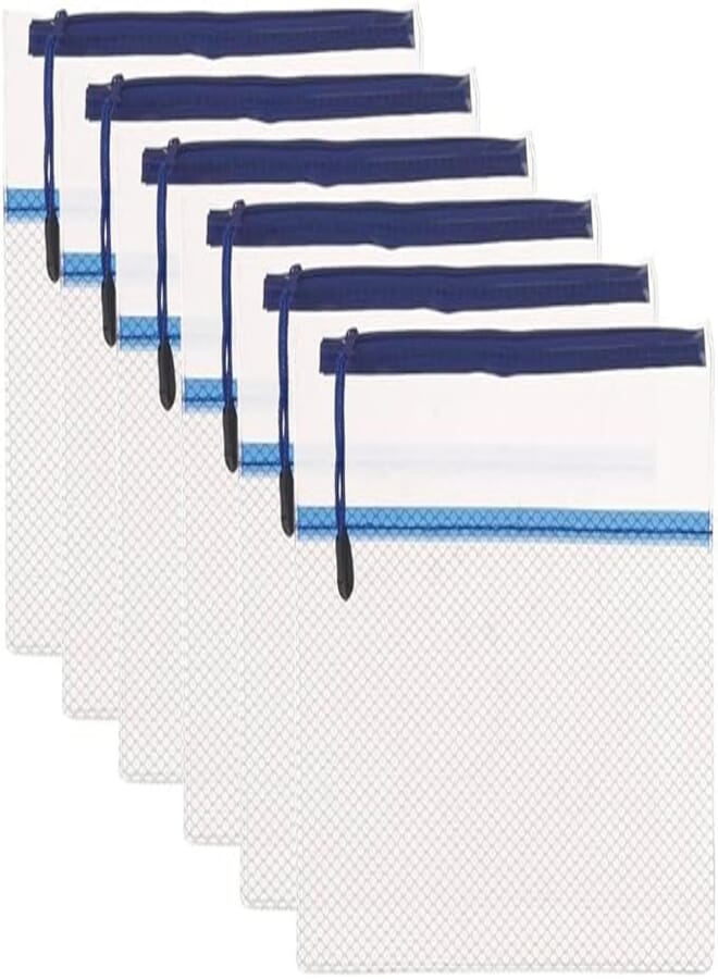 3A Plastic B4 Binder With Zipper 30 * 38 cm Set Of 6 Pieces - Blue PVC-B4